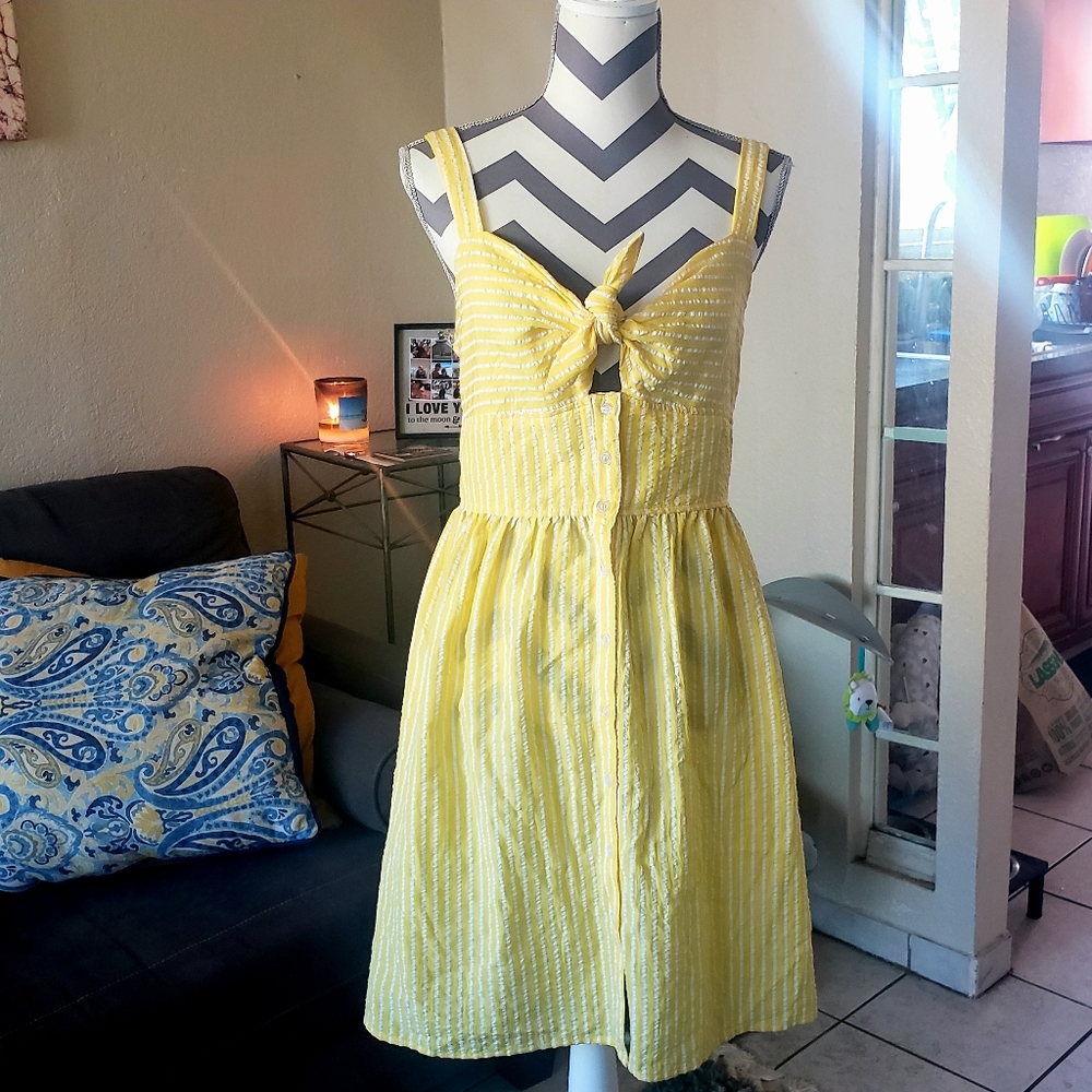 Bebop Yellow with white stripes dress